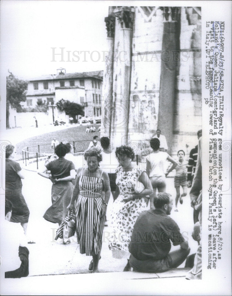 1958 QUEEN JULIANA NETHERLANDS LEANING TOWER PISA-Historic Images