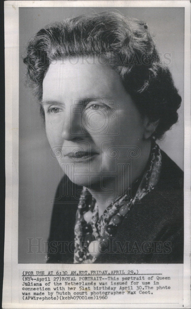 1960 Queen Juliana Netherlands  Birthday-Historic Images