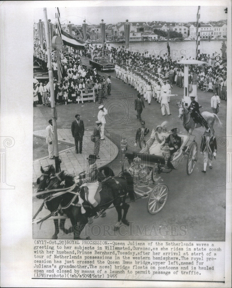 1955 Queen Juliana Netherlands Prince Bernhard Willemstad Curacao-Historic Images