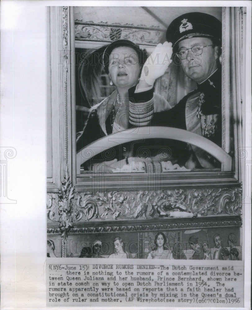 1956 Dutch Govt Denied Rumors of Divorce of Queen Juliana& Bernhardt-Historic Images