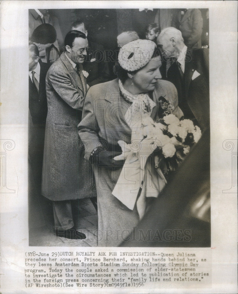 1956 Prince Bernard Queen Juliana Kingdom of Netherland - Historic Images