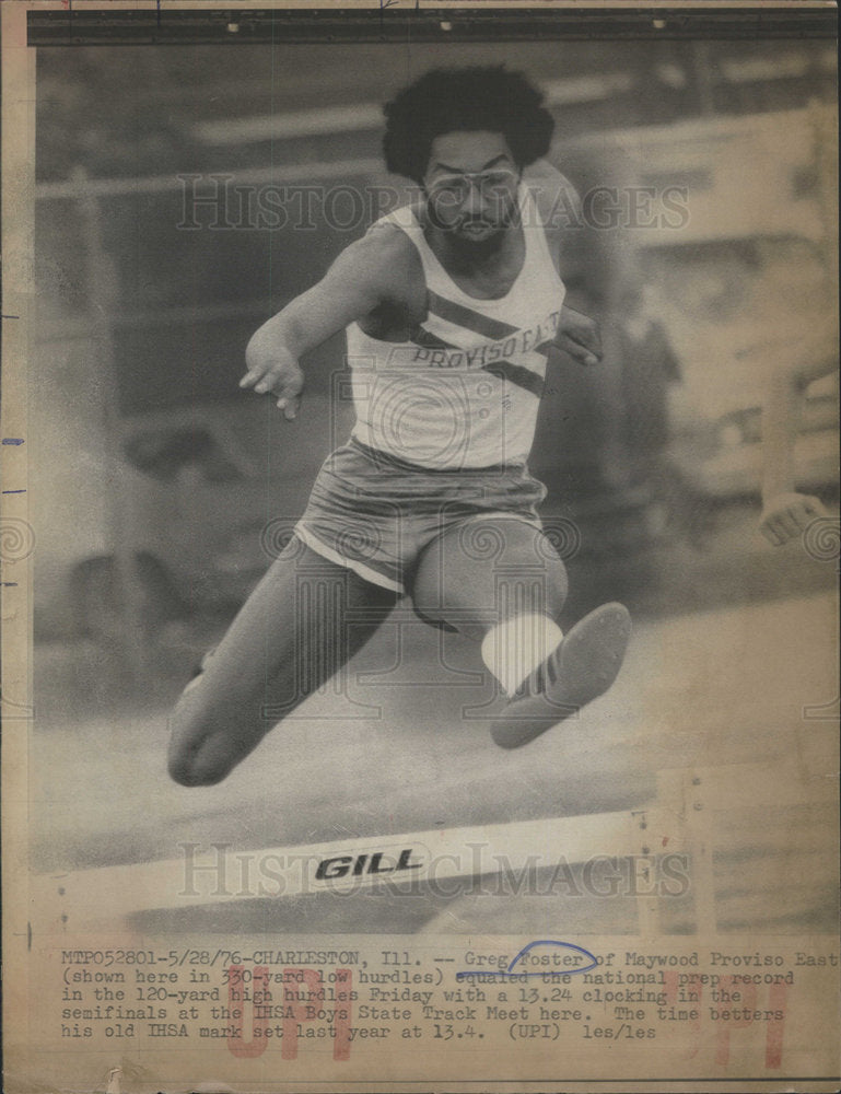 1976 Greg Foster Track Hurdles Maywood Proviso East Chicago-Historic Images