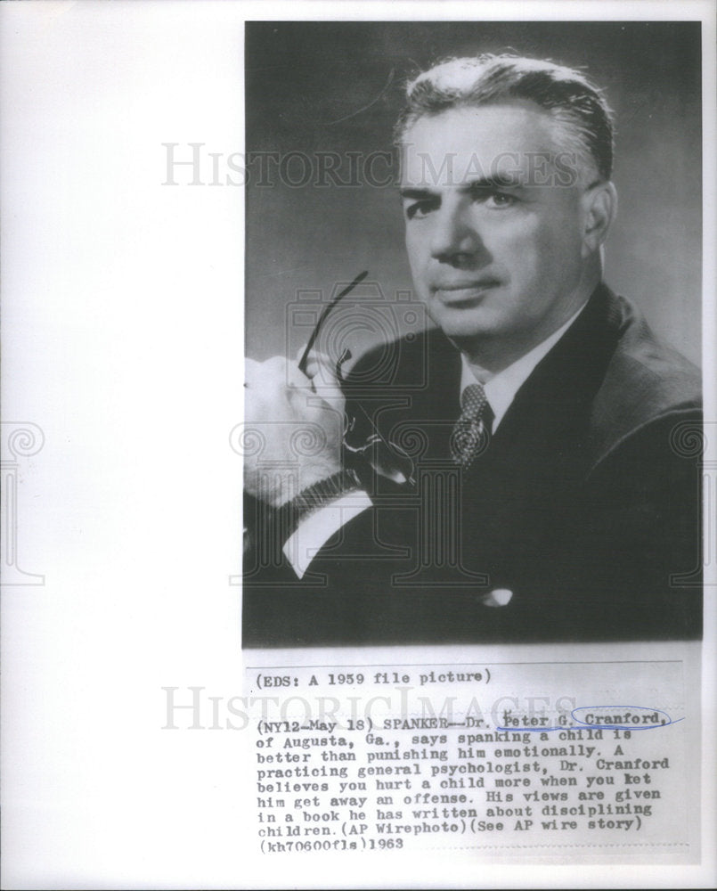 1963 Press Photo 1959 Peter Cranford Psychologist Author Disciplining Your Child - Historic Images