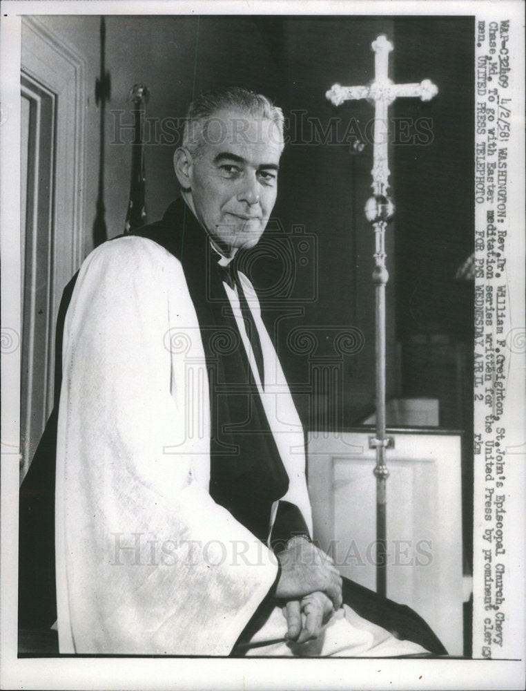 1958 Rev.Dr.William F.Greighton, St.John&#39;s Episcopal Church. - Historic Images