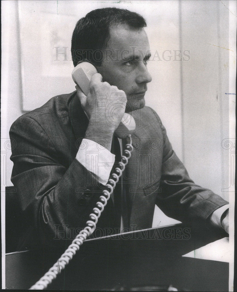 1967 George Croker at his job talking on telephone to sec.-Historic Images