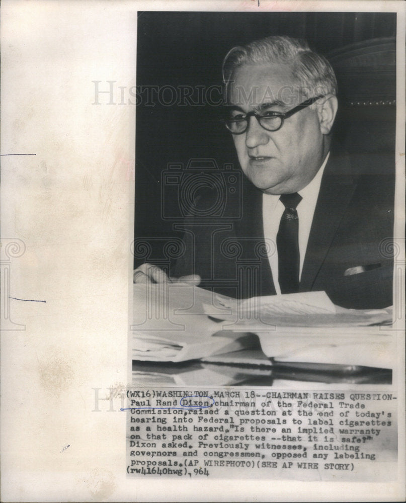 1964 Paul Rand Dixon Chairman Commissioner Federal Trade Commission-Historic Images