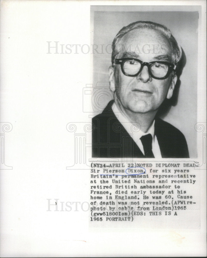 1965 Sir Pierson Dixon United Nations British Ambassador England-Historic Images