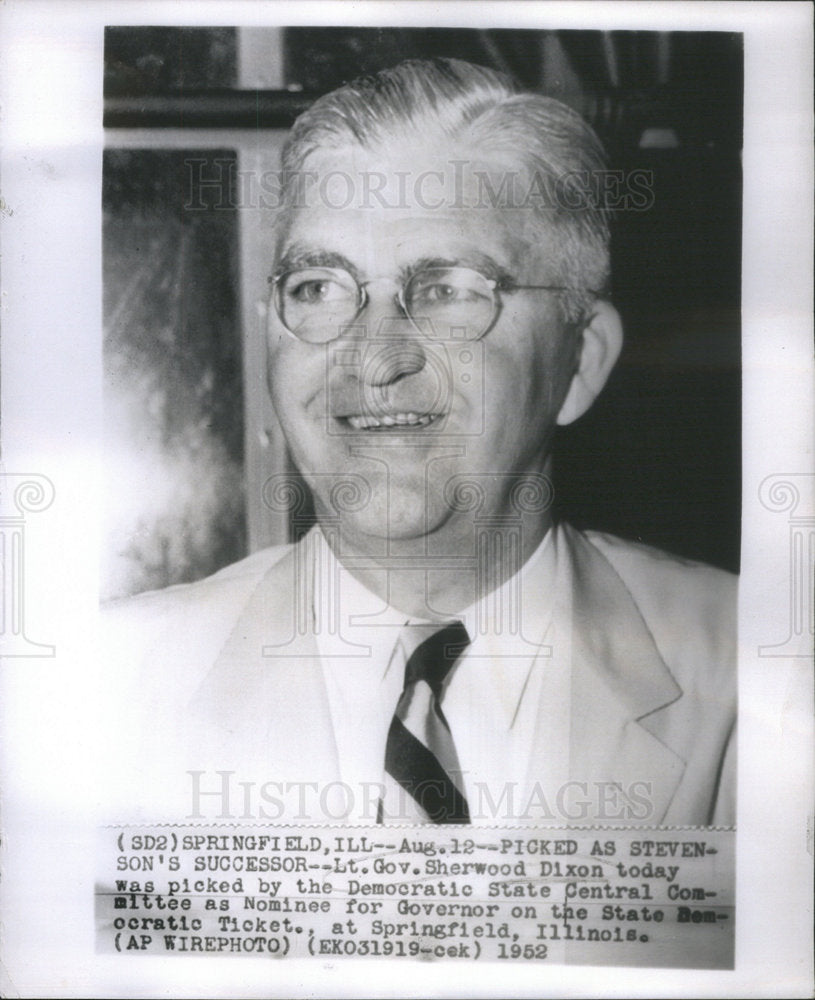 1952 Press Photo John Sherwood Dixon Democratic State Central Committee Governor - Historic Images