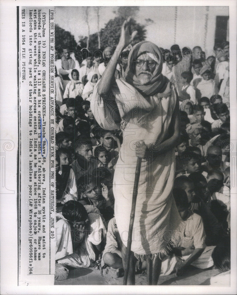 1954 Vinoba Bhave Indian Mystic Saint Husband Thousand Ill Crusade-Historic Images