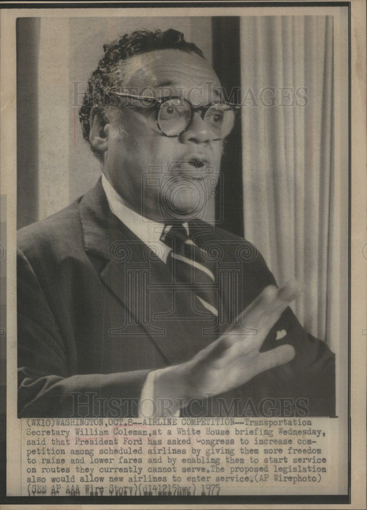 1975 Transportation Secretary William Coleman-Historic Images