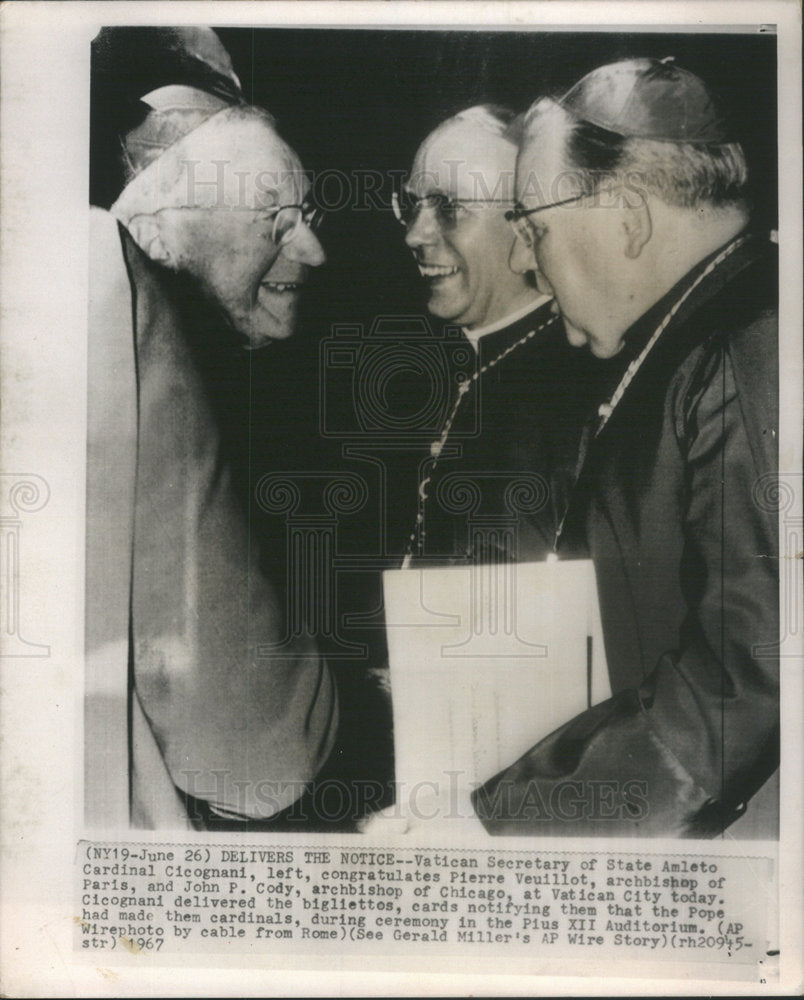 1967 Cardinal Cicognant Vatican Secretary Amleto Pierre Veuillot-Historic Images