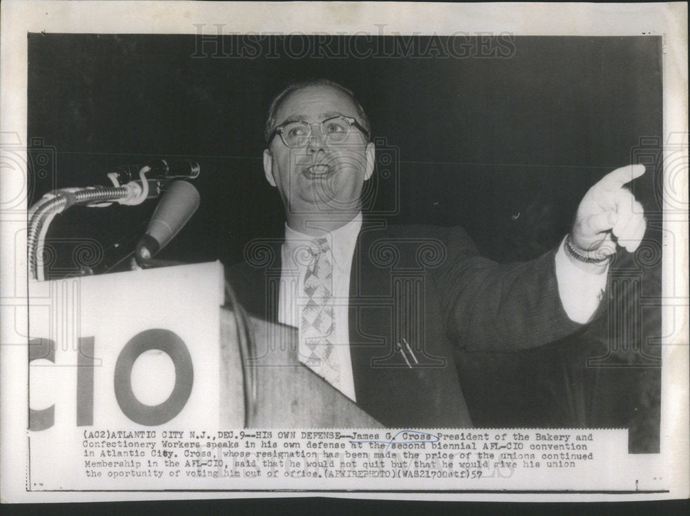 1957 Press Photo James Grose, President of the Bakery and Confectionery Workers - Historic Images