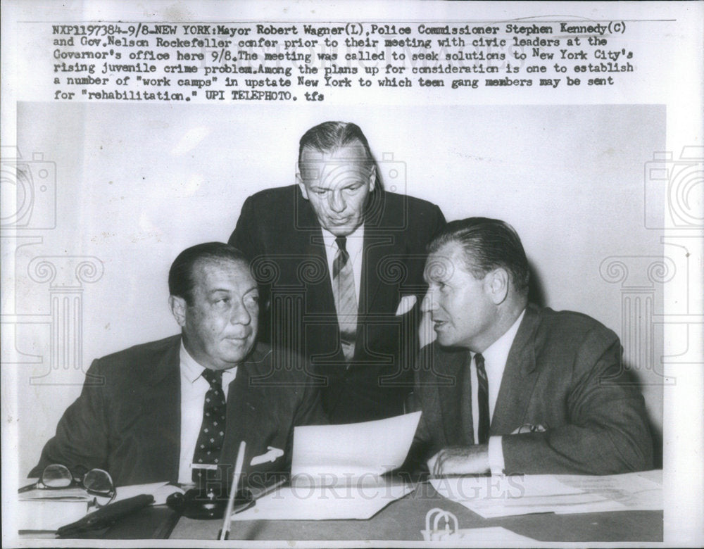 Mayor Robert wagner Police Commissioner Stephen Kennedy Gov. nelson rockefeller-Historic Images