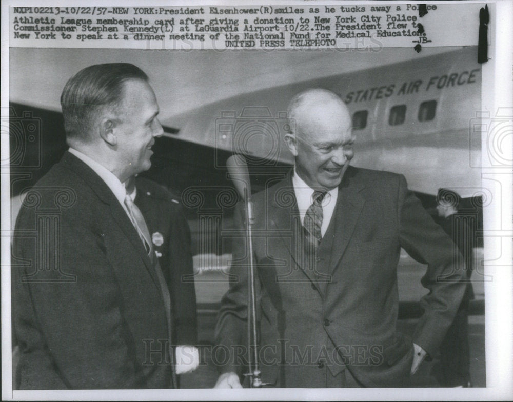 1957 President Eisenhower w/ NYC Police Commissioner Stephen Kennedy-Historic Images