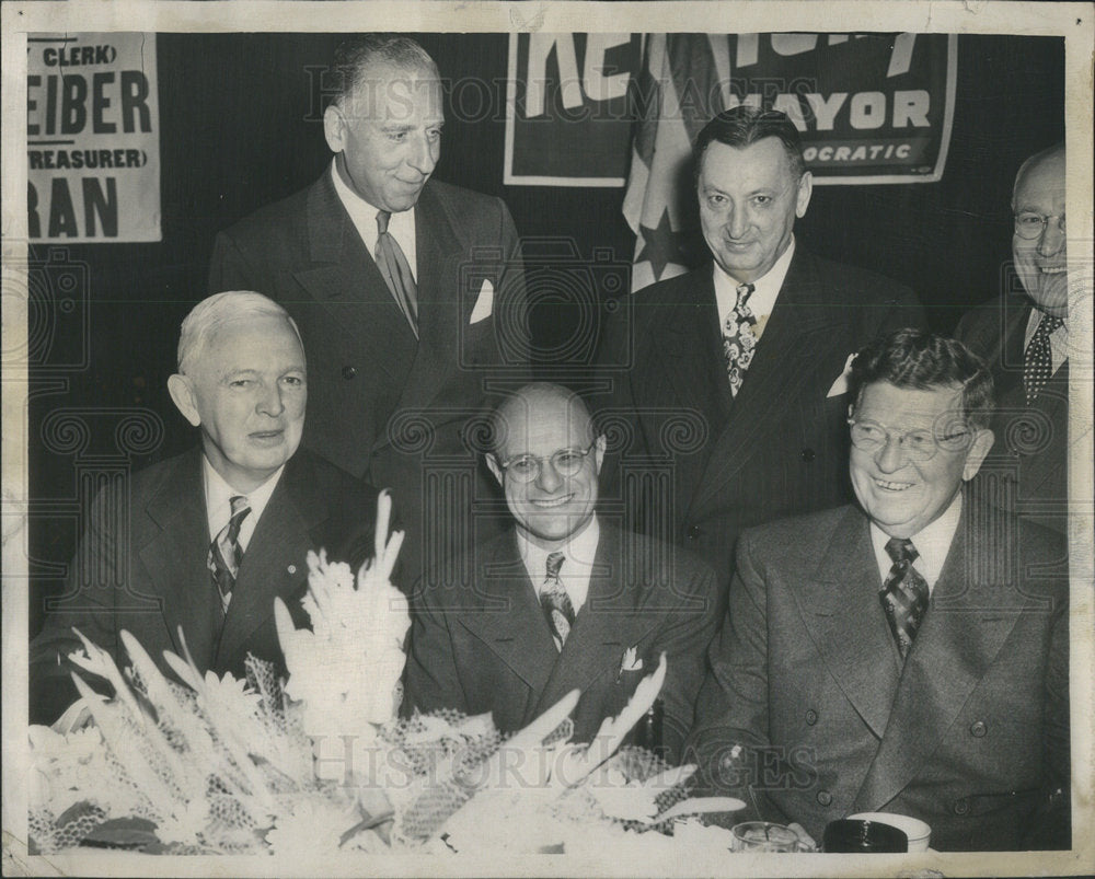 1947 Press Photo Kennelly Luncheon Morrison Hotel Schreiber Baran Arvey Kelly - Historic Images