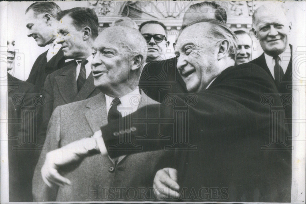 1960 Eisenhower German chancellor Konrad Adenauer White house Meet - Historic Images