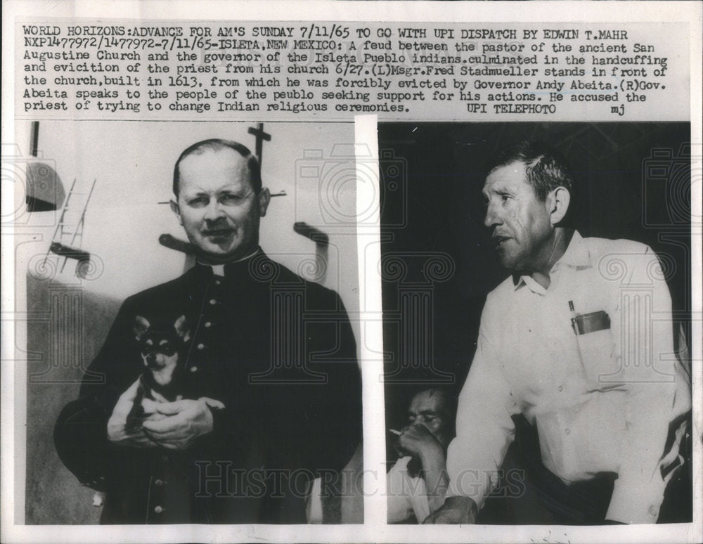 1956 Press Photo  Edwin Mahr San Augustine Church Governor Islate Pueblo - Historic Images