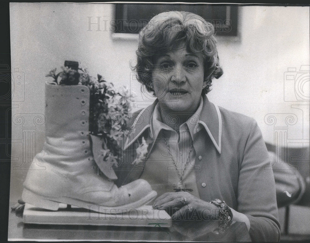 1975 Dont Throw It Away Author Abell With Boot Flower Holder - Historic Images