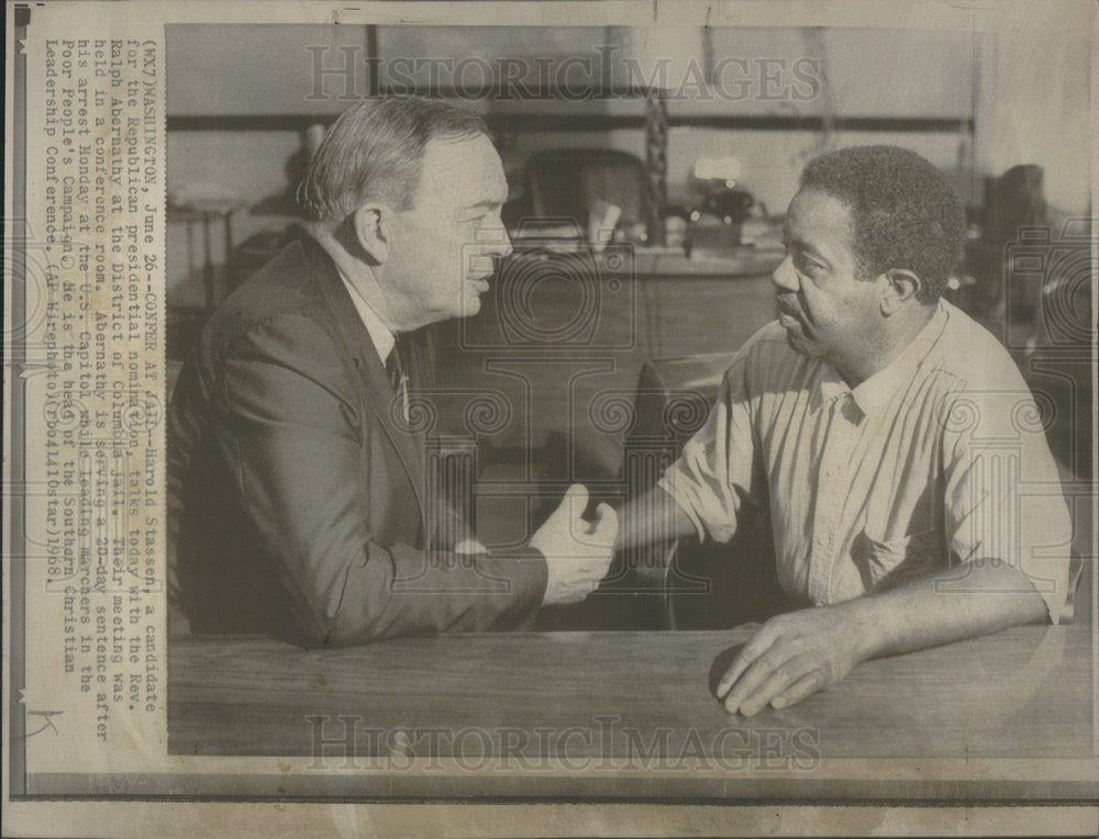 1968 Harold Stassen, Republican Pres. Candidate, Rev Ralph Abernathy - Historic Images