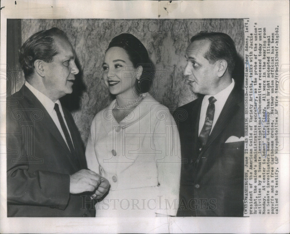 1962 Joey Adams &amp; Wife @ Am Guild Of Variety Artists Senate  Hearing - Historic Images