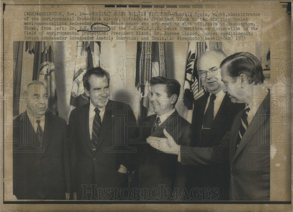 1973 Russell Train Nixon Soviet Environment President Protection - Historic Images