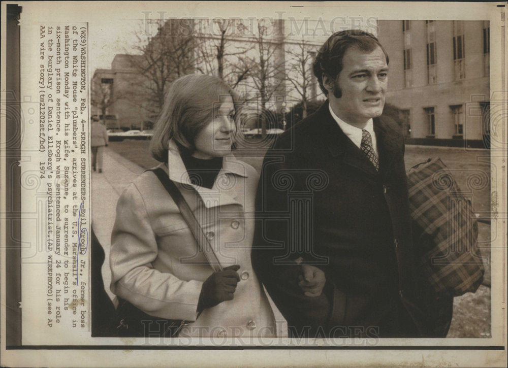 1974 Press Photo Egil Krogh Jr. U.S. Marshall Office Washington Prison Sentence - Historic Images