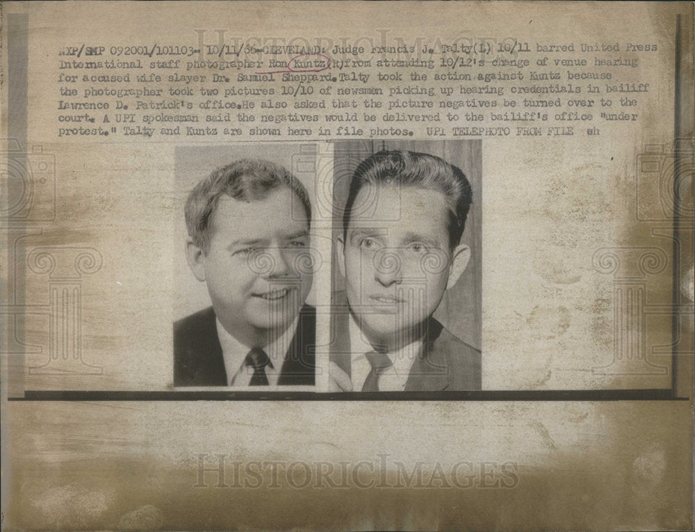 1966 Press Photo Cleveland Judge Francis Talty Ron Kuntz International Staff - Historic Images