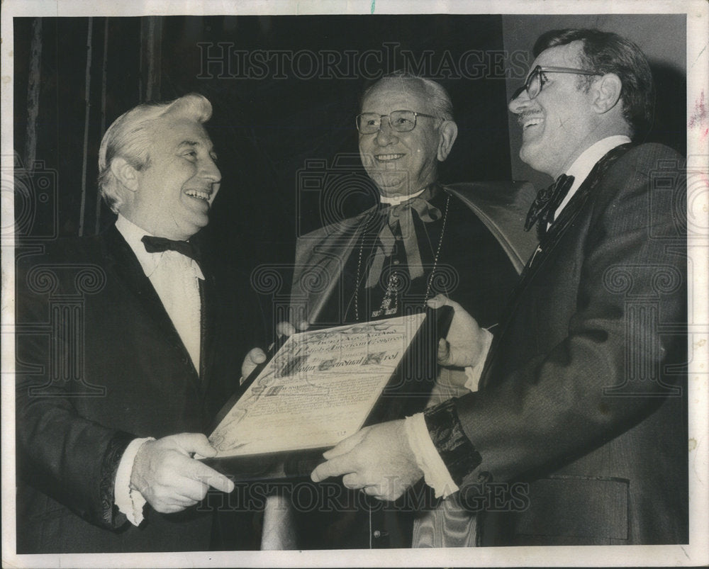 1973 Archbishop John Krol, Roman Pucinski, and Mitchell Kobelinski - Historic Images