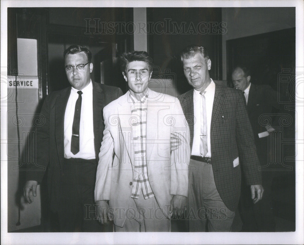 1961 Officer Ben Krusicki with Lewandowski Murder Suspects Here - Historic Images