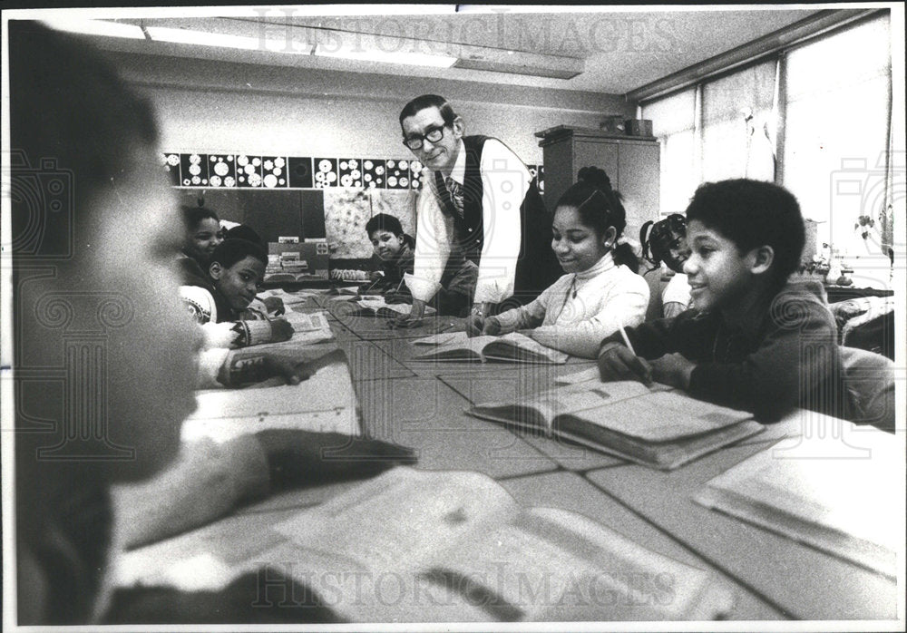 1978 Lathrop School Teacher Krupa In Classroom - Historic Images