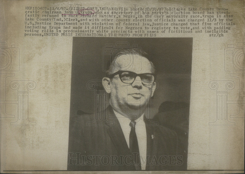 1967 John G. Krupa/Democrative Chairman/Indiana - Historic Images