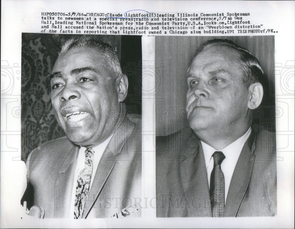 1966 Illinois Communist Spokesman Lightfoot Hall Chicago - Historic Images