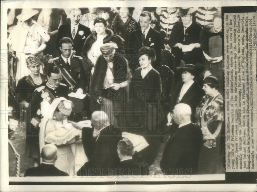 1938 Press Photo Princess Beatrix Christening Mother Holding - RSC23301 - Historic Images