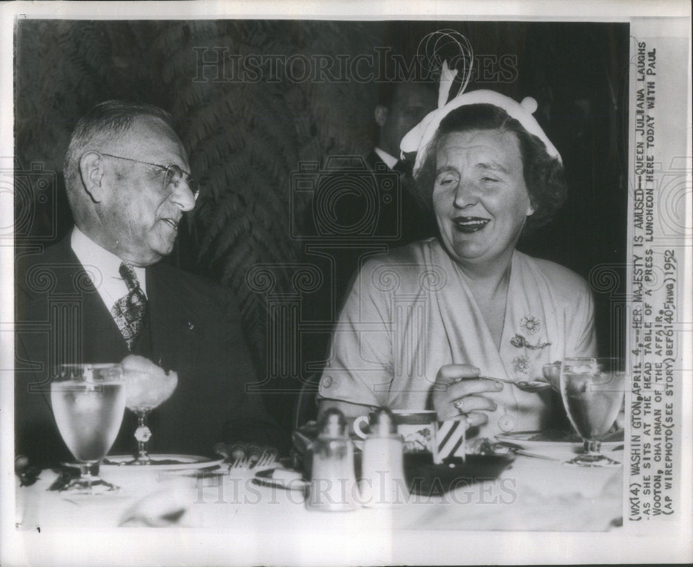 1952 Press Photo Queen Juliana of Netherlands Royalty - Historic Images