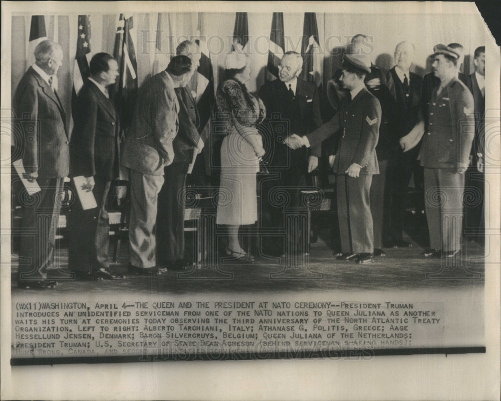 President Truman Introducing Queen Juliana Treaty Ceremonies - Historic Images