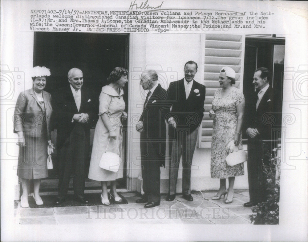 1957 Julian Queen Bernhard Prince Netherlands Thomas Stone Vincent - Historic Images