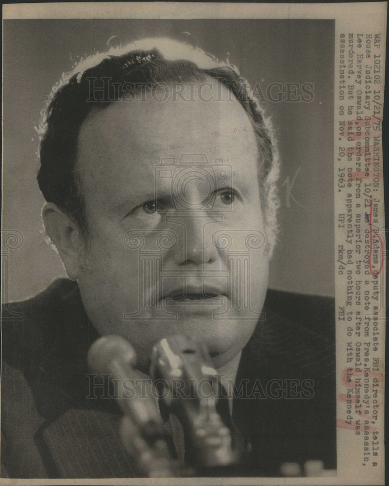 1975 JAMES B. ADAMS ASSOCIATE FBI DIRECTOR HOUSE JUDICIARY COMMITTEE - Historic Images