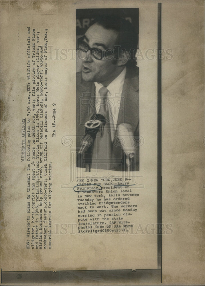 1971 Press Photo Barry Feinstein president Teamsters union New York conference - Historic Images