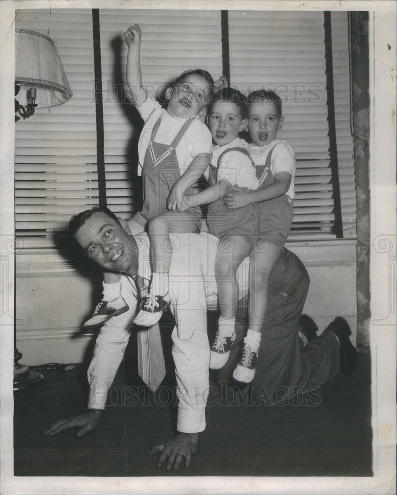 1949 Bobbie Jackie Dougie Ferguson horseback Pensacola Father day - Historic Images