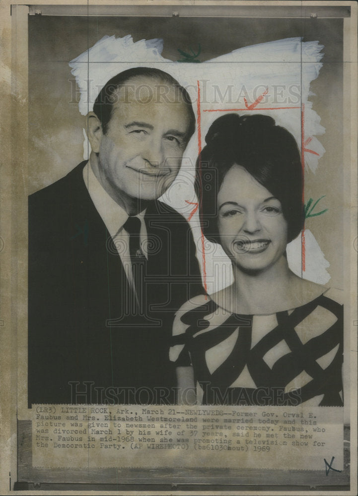 1969 Former Government Orval Faubus Mrs Elizabeth Westmoreland Marry - Historic Images
