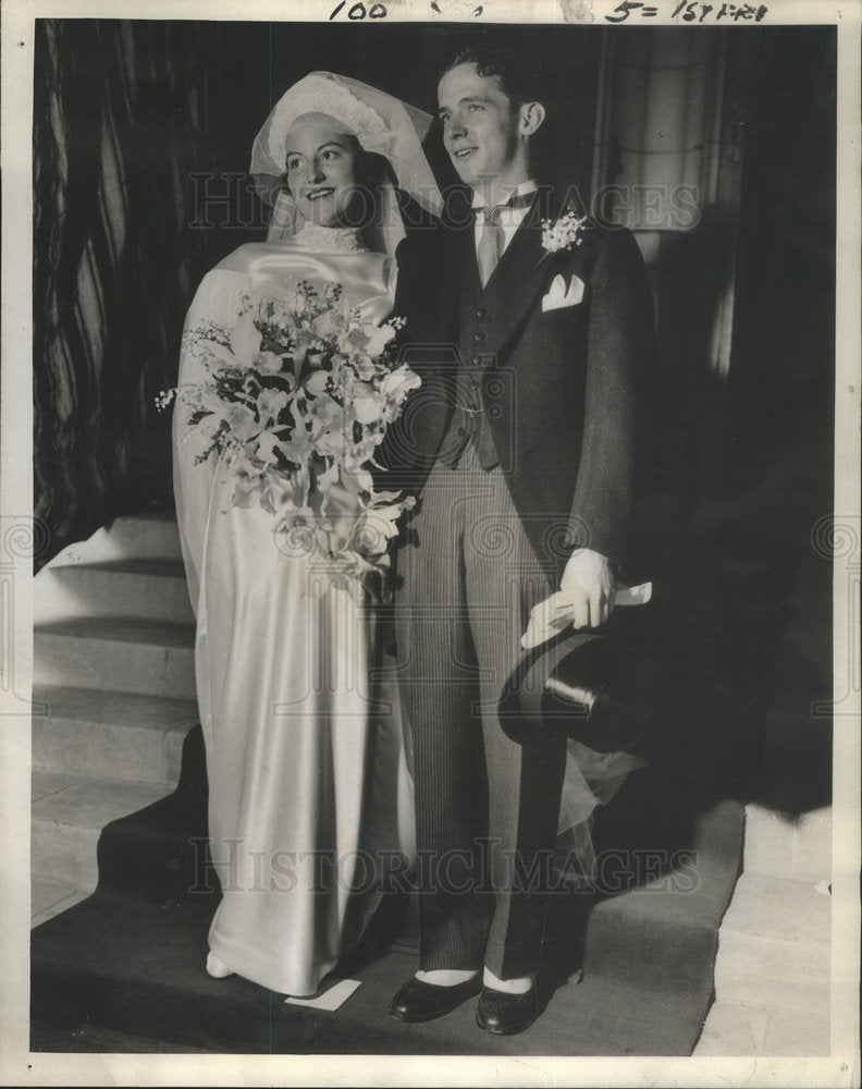 1935 Press Photo Roslyn Paine Paul Pentress Wedding Ceremony - Historic Images