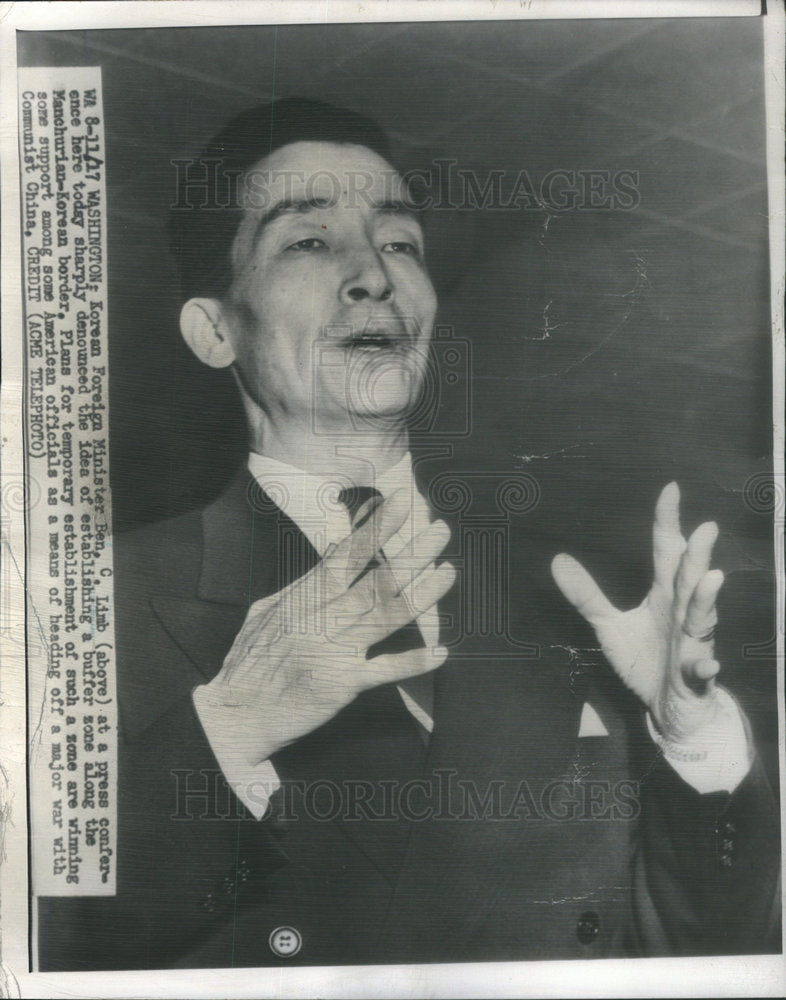 1950 Press Photo Korean Foreign Minister Ben - Historic Images