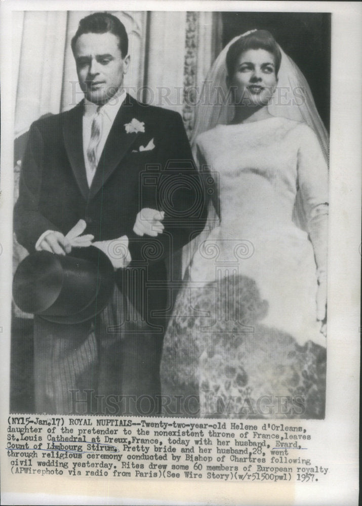 1957 Louis Cathedral Helene d'Orleane France Limbourg Stirum Bishop - Historic Images