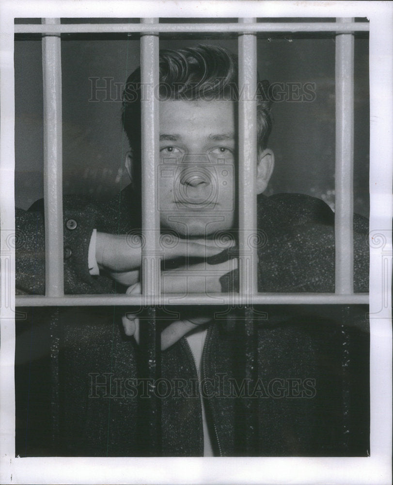 1956 Fred Kruse Behind Bars At New City Police Station Sleep On Bunk - Historic Images