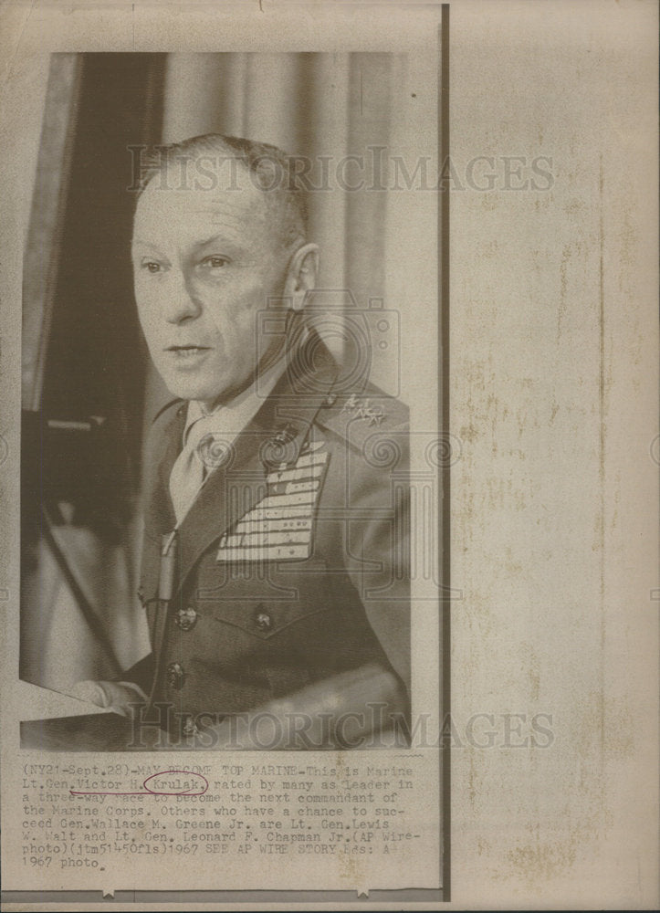 1967 Marine General Victor Krulsk Rate Leader Three Way Greene - Historic Images
