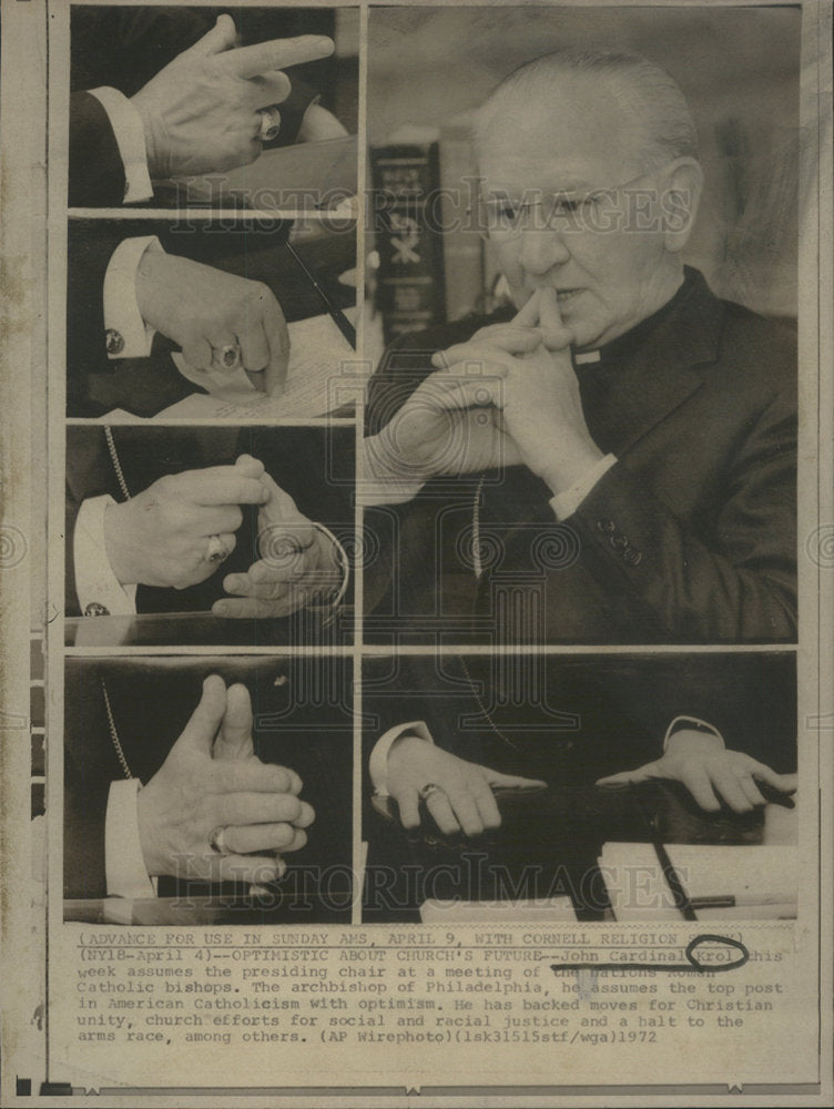 1972 John Cardinal Krol Catholic Bishop - Historic Images