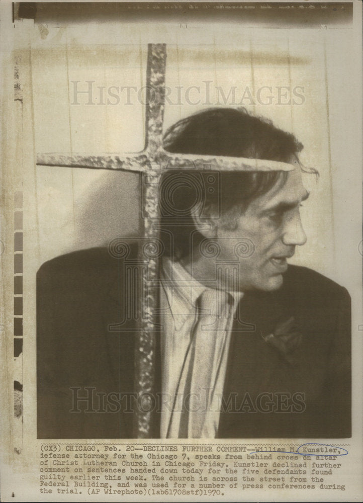 1970 William M. Kunstler, Defense Attorney for the Chicago 7 - Historic Images