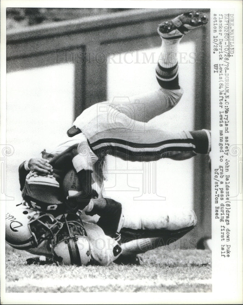 1978 Maryland Safety John Baldante Duke Flanker Derriek Lewis - Historic Images