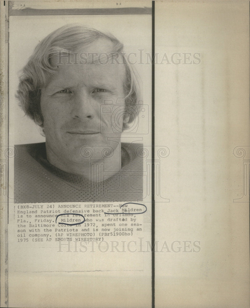 1975 Jack Mildren   Football  Baltimore Colts  New Englaand Patriots-Historic Images