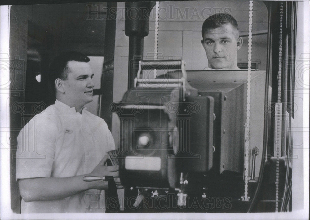 1957 Pitcher Hoeft has x-rays at induction center. - Historic Images